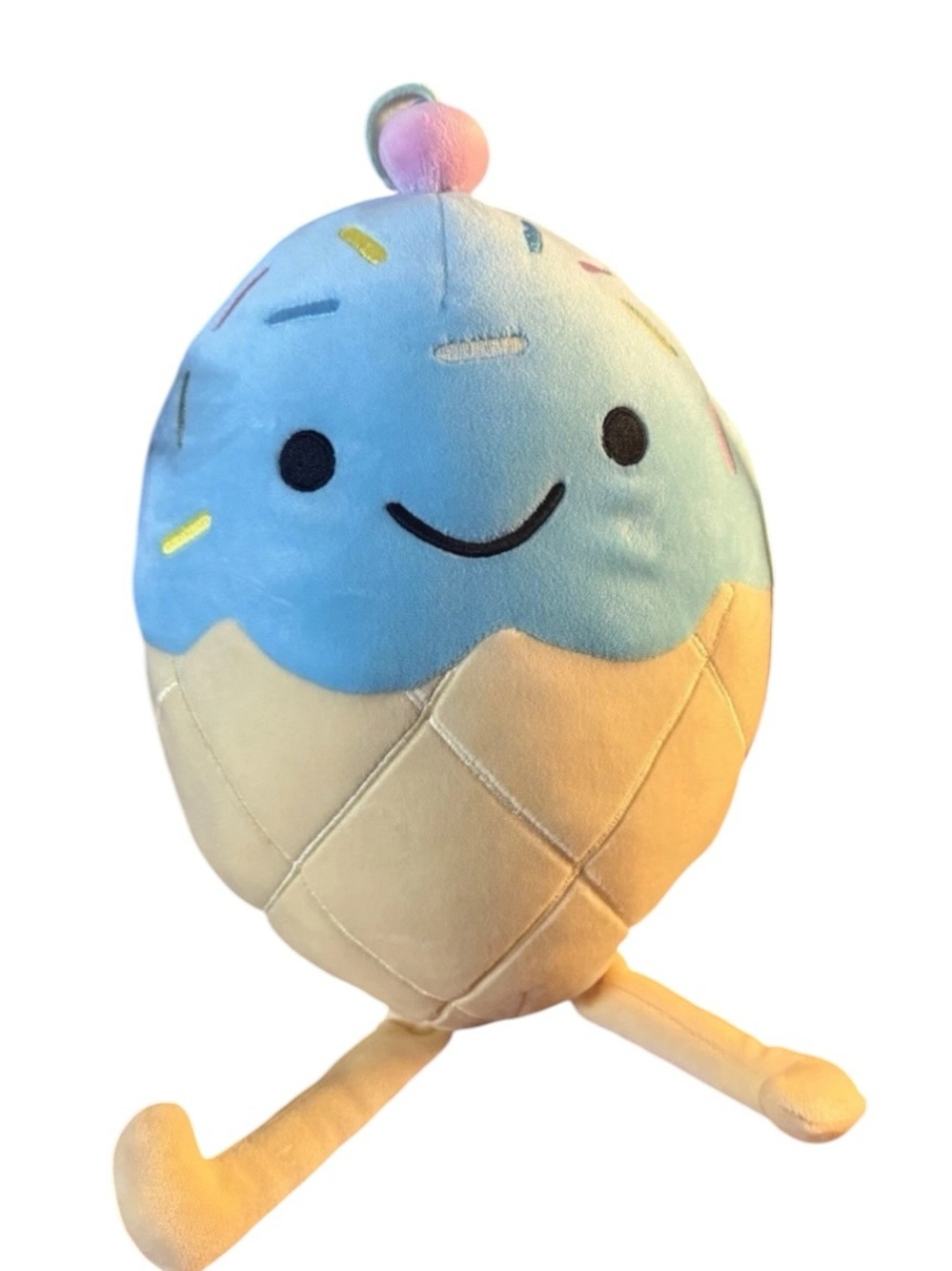Kawaii Ice Cream Cone Plush 11” Pastel Blue Yellow Stuffed Toy